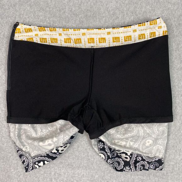 Loudmouth Golf Skort Womens 10 Black White Paisley Skull All Over Print Pockets - Picture 7 of 10